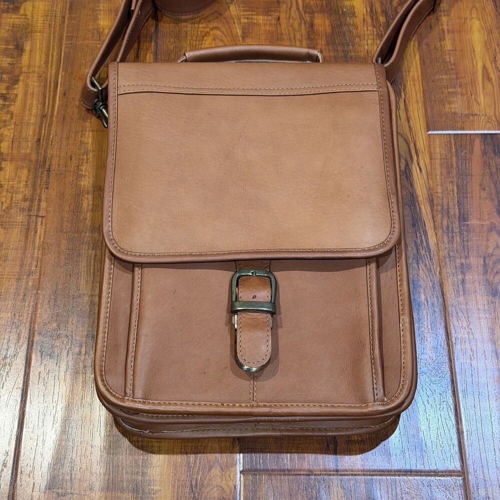 Claire Chase Premium Leather Laptop Tablet Crossbody Messenger Travel Bag